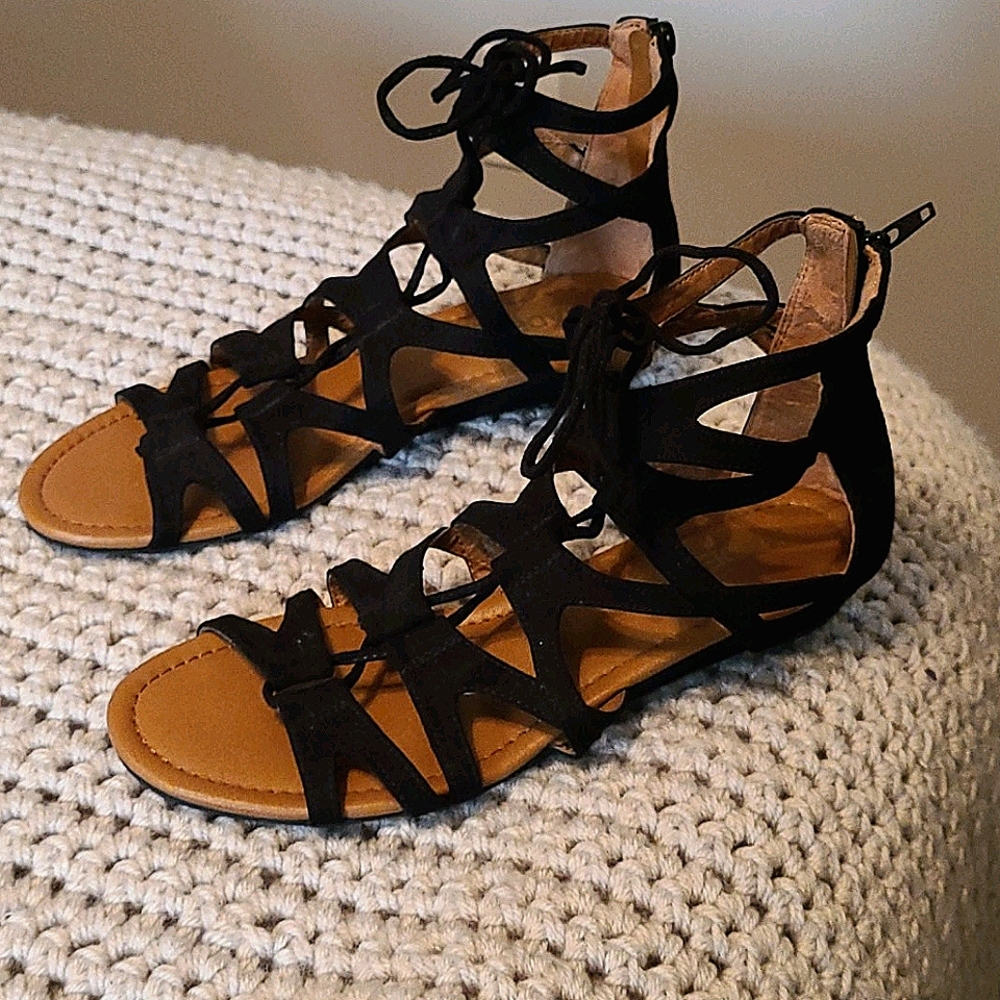 Madeline black suede sandals